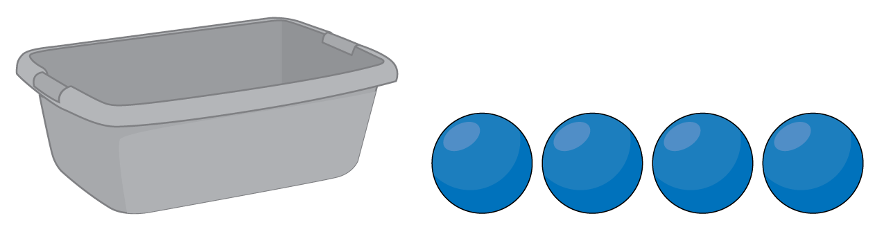 A box with 4 balls outside.